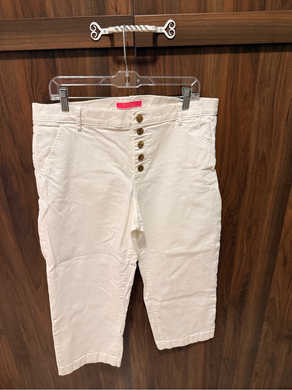 Lilly Pulitzer White Cropped Jeans, Size 16